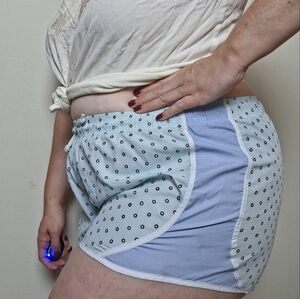 Aerie Light Blue Dotted Drawstring Waist Athletic Shorts Size Large